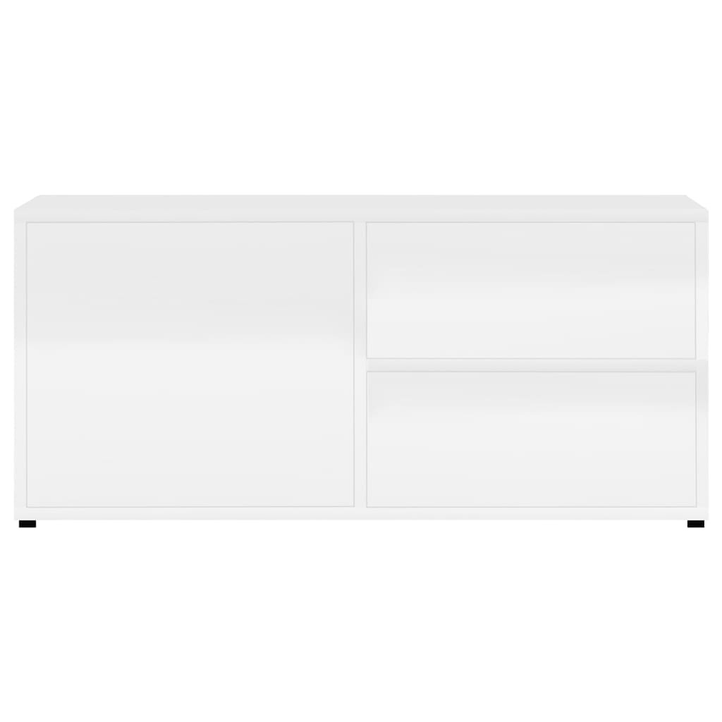 TV Cabinet High Gloss White 80x34x36 cm Chipboard